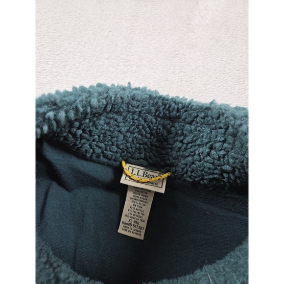 LL Bean Sherpa Fleece Jacket Mens XL High Pile Green - Picture 7 of 7